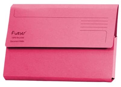 Exacompta Forever Document Wallets - Perfect for Storing Documents - Recycled 290 gsm Board - 34.5 x 24.5 cm in Size - A4/Foolscap - Pink - Pack of 25.