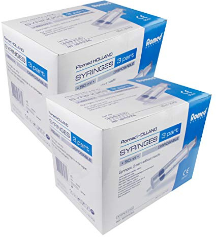 Romed Medical Einmalspritzen Einwegspritzen 3-parth (Spritze 50 ml, Menge: 50 Stück)