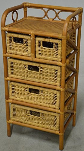 Hansen 2439/3/2 Rattanregal 3+2Ablagefächer, honigfarben, Abmessung:45x35xH95