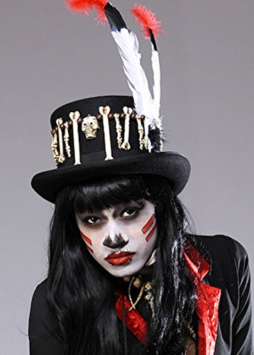 Bristol Novelty Adult Voodoo Witch Doctor Top Hat with Red Feathers