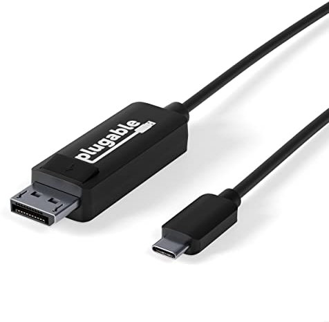 Plugable USB C to DisplayPort Cable 6 feet (1.8m), Up to 4K at 60Hz, USB C DisplayPort Cable - Compatible with Thunderbolt and USB-C - Driverless
