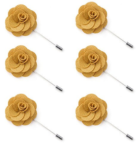 TopTie 6 Stück Ansteckblumen Herren Handgemachte Blume Gelb Boutonniere für Braut Brautjungfer Gäste