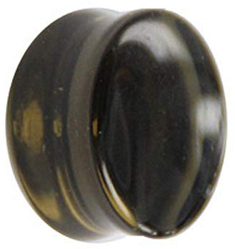 Treuheld® | 10mm Glas Ohr Plug/Flesh Tunnel | Schwarz-Grau | Double Flared | Ohne Gewinde | Damen und Herren | halb-durchsichtig/transparent