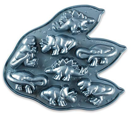 Nordic Ware Pro Dinosaur Cake Tin, Cast Aluminium Cakelet, Non-Stick Pan Made in The USA, Blue, 3 Cup Capacity