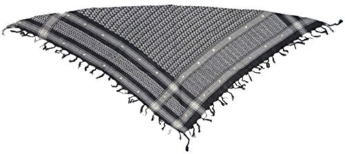 TigerTie Dreieckstuch in grau schwarz gemustert mit Lochnieten und 2 Seiten mit Fransen