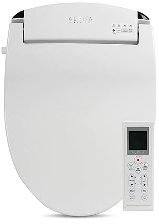 ALPHA BIDET JX2 Elongated Bidet Toilet Seat, White, Endless Warm Water, *NEW* Bowl Mist, LED Light, Quiet Operation, Wireless Remote, Stainless Steel Nozzle, Sittable Lid, 3 Year Warranty