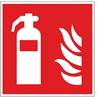 easydruck24de Brandschutzaufkleber F001: Feuerlöscher I 10x10cm I DIN EN ISO 7010 Hinweis Achtung Warnhinweis Brandschutz I hin157