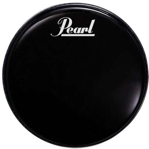 '18 Black Beat Bass Drum Head Pearl Logo