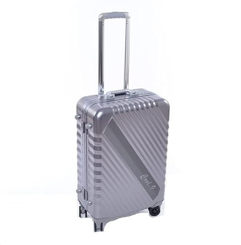 Cool-9 Aluminium-Reisekoffer/Boardtrolly dunkel grau S, 36 Liter Volumen, mit TSA Zahlenschloss, Teleskopgriff, 4 Leichtlaufdoppelrollen, edles Design aus Aluminium
