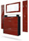 Vladon Garderobe Malea, Garderobenset bestehend aus 1 Hängeschuhschrank, 1 Wandspiegel und 2 Garderobenpaneele, Schwarz matt/Bordeaux Hochglanz
