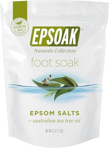 Tea Tree Oil Foot Soak with Epsoak Epsom Salt - 2 POUND (32oz) VALUE BAG - Fight Bacteria, Nail Fungus, Athlete's Foot & Unpleasant Foot Odor; Soften rough calluses & Soothe Tired, Achy Feet