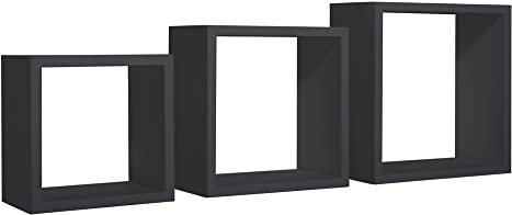 MODULARREDO Incubo Mensole da Parete, Legno, Nero, 15.5x35.0x35.0 cm, 3 unità