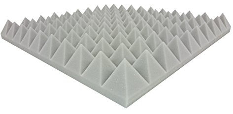 Akustikpur - 4 Stk. ca. 48,5 cm x 48,5 cm x 6 cm - Hell Grau - Pyramiden Akustikschaumstoff, Akustik Schaumstoff,Akustik Dämmung