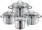 Silit Topfset Achat 4-TLG. Inhalt: Fleischtopf 14, 16, 20cm, Milchtopf 14 cm, 18/10 Edelstahl teilsatiniert