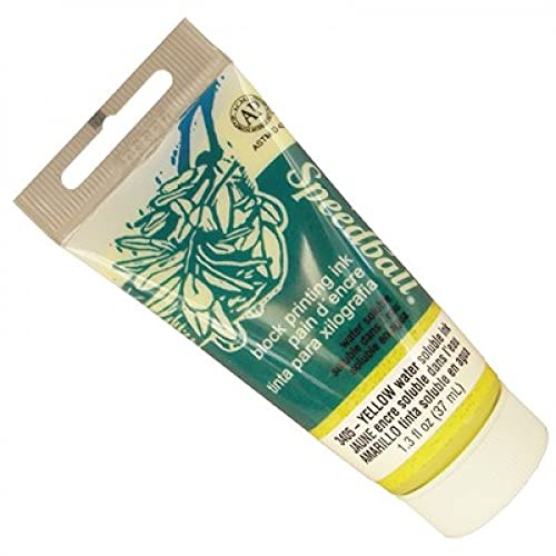 Speedball 37ml 1.25oz Water-Soluble Block Ink Yellow, For Block Printing, Lino Printing, Screen Printing, For Artists Kit
