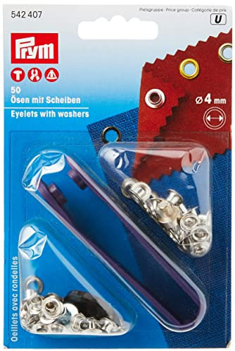 Prym 542407 Ösen und Scheiben Messing 4,0 mm silberfarbig