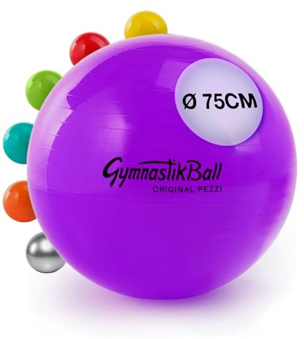 PEZZI - Gymnastikball Original Pezziball Standard 75cm Ø – Sitzball für Therapie, Sport & Büro - Universeller Trainingsball aus robustem PVC belastbar bis 400 kg – Violett