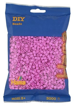 Hama Perlen 201-48 - Bügelperlen Beutel mit ca. 3000 Midi Bastelperlen mit Durchmesser 5 mm in Pastellpink, kreativer Bastelspaß für Groß und Klein, pastel pink