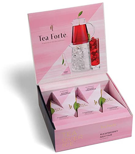Tea Forte Mezclas de té sobre hielo, cinco infusores de té helado, té de hierbas de néctar de frambuesa