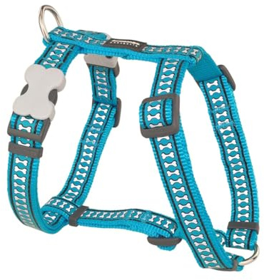 Red Dingo Dog Harness Reflective Bones, Turquoise, Medium 20mm