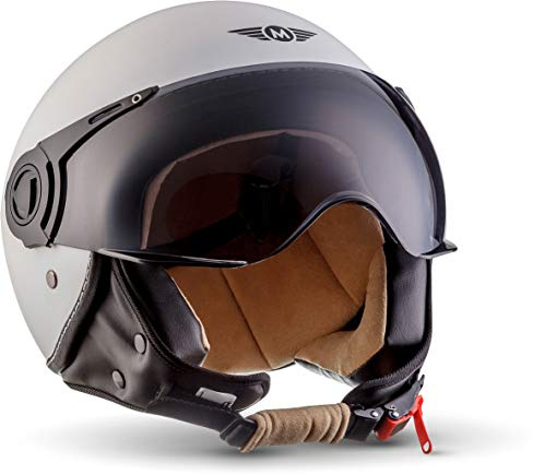 MOTO Helmets® H44 Jet-Helm · Motorrad-Helm Roller-Helm Scooter-Helm Bobber Mofa-Helm Chopper Retro Cruiser Vintage Pilot Biker · ECE Visier Schnellverschluss Tasche XS–XL (53-62cm)