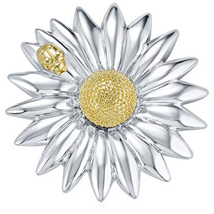 Broche Épingle Foulard La Mode Grande Doccinelle Soleil Fleur De Fleurs Pour Femmes Argent Plaqué Or