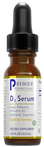 Premier Research Labs Vitamin D3 Serum - Liquid Vitamin D Oil Drops for Adults, Liquid Vitamin D3 5000 IU, Sublingual Vit D3 Liquid - 0.43 fl oz