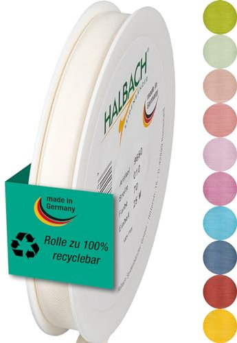 Halbach Seidenbänder Geschenkband | Breite 10mm Länge 25m | Schleifenband made in Germany |Geschenkbänder in einer Vielzahl von Farben und Breiten, perfekt zum Verpacken und Dekorieren, Farbe: creme