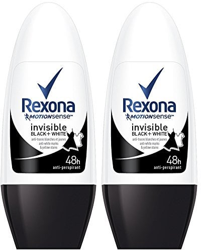 Rexona Deodorant für Damen, Roll, unsichtbar, Black+White, Frische, leichter Duft, 50 ml, 2 Stück