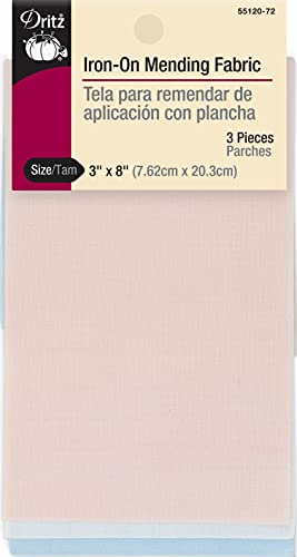 Dritz 55120-72 Iron-On Mending Fabric, 3 x 8 Flickenband, Baumwolle, Helle Farben, 3 x 8-Inch, 3 stück