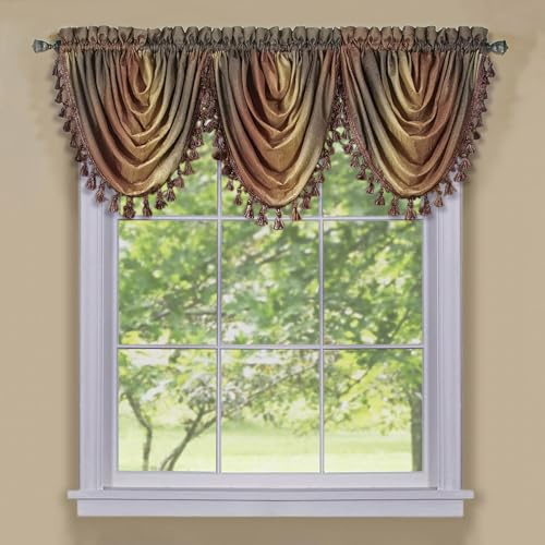 ACHIM Soft Waterfall Valance Curtains, 46 x 40 in, Autumn, Light Filtering