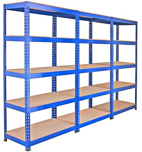 3 Racking Bays 90cm Warehouse Shelves Storage Garage Shelving Unit Steel 5 Tier