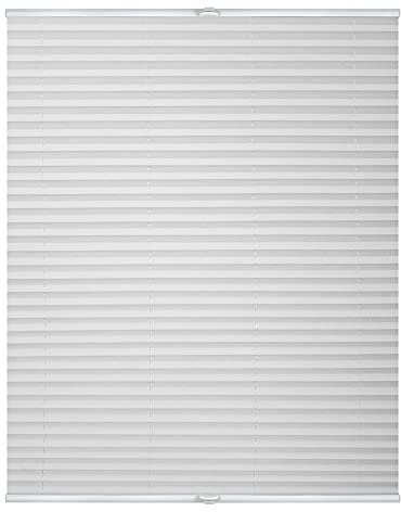 Lichtblick Plissee Klemmfix, ohne Bohren, verspannt, lichtdurchlässig, Blickdicht, Uni, mit eleganter Crushed Optik Weiß,80 cm x 130 cm (B x L)