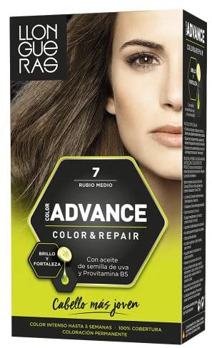 Llongueras Color Advance Tinte Pelo Mujer Coloración Permanente Color Intenso Hasta 5 semanas - Tono 7 Rubio Medio