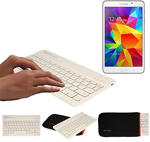 TECHGEAR [Active Strike (S) Slim Line Bluetooth Wireless UK Qwerty Keyboard With Carry Case Cover for Samsung Galaxy Tab A 8.0 2019, Tab A 7.0, Tab 4, Tab 3, Tab 2, (7 Inch Tablets) - White