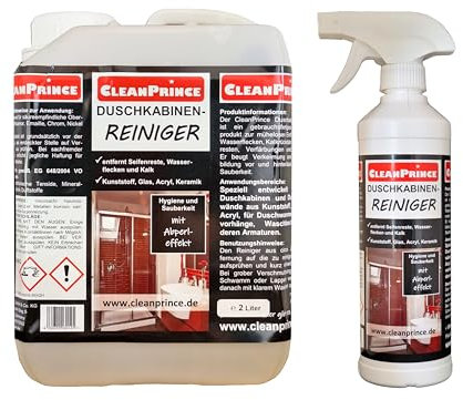 2,5 Liter Duschkabinenreiniger von CleanPrince Duschkabinen-Reiniger entfernt Kalk Sanitär Duschkabinenreiniger