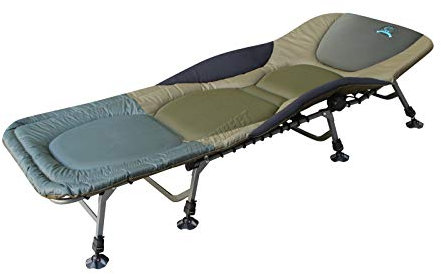 CARPZILLA Outdoor Portable Carp Fishing Bed Chair Bedchair Camping 600D Oxford Heavy Duty 8 Adjustable Legs Pillow Dark Green FB-022