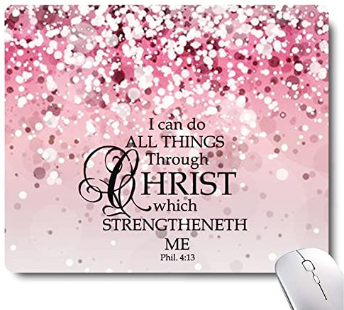MP MPAD PCASE Tapis de Souris Motif Bible Verse Rose Paillettes