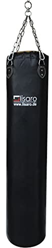 Lisaro Profi Boxsack/Sandsack 150cm | geeig. für Jede Sportart | Ca. 40 kg | gefüllt | inkl. Vierpunkt - Stahlkette | Material Kunstleder (Vinyl) | Studioqualität