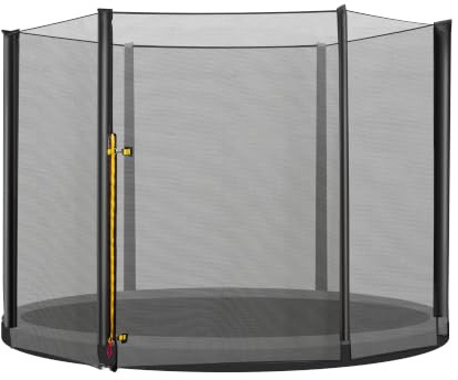 HOMCOM Red de Seguridad de Reemplazo para Trampolín Ø305x180 cm Negro | Cama Elástica Redondo Ø305 cm, para Exterior, Puerta con Cremallera, para 6 Postes Rectos