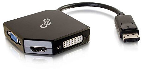 C2G 80928 DisplayPort to HDMI, DVI or VGA Adapter, Notebook, Laptop, Mac, Lenovo, Dell, HP, ASUS, Desktop Computer, Monitor, Projector, Games Console and More Connect Dongle