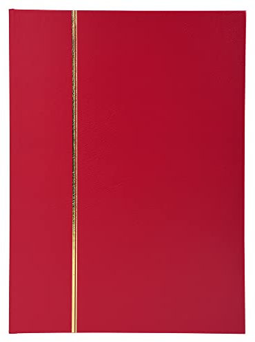 Exacompta 26133E Premium Briefmarken-Sammel-Album Classic mit 16 schwarzen Seiten Einsteckbuch aus Halbleder für Ihr Hobby Briefmarkenalbum rot