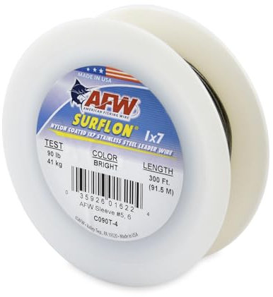 American Fishing Wire Unisex-Erwachsene Amerikanischer Angeldraht Surflon Edelstahl-Vorfachdraht, hell, 300 Feet, 90 Pound Test