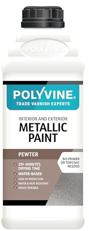 Polyvine Metallic Paint – Acrylic Metallic Heat Resistant Paint No Primer or Topcoat Needed - Water & UV Resistant Decorative Paint for Ceramics, Furniture, Ornaments, Interior Walls, Metalwork & More