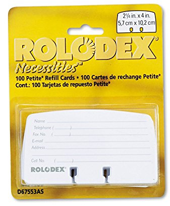 Rolodex® Card File Refills, Ruled, 2 1/4 x 4, White, Pack Of 100