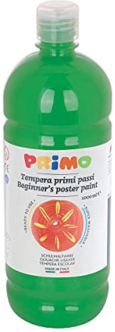PRIMO Schulmalfarbe Tempera-Farbe für Kinder, 1000 ml Flasche mit Dosierverschluss (grün)