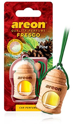 Areon Fresco Car Air Freshener Pine Perfume Diffuser Hanging Glass Bottle Mini Wood Pendant Liquid Scent Long Lasting Home Office Room Van 3D 4ml Pack of 1