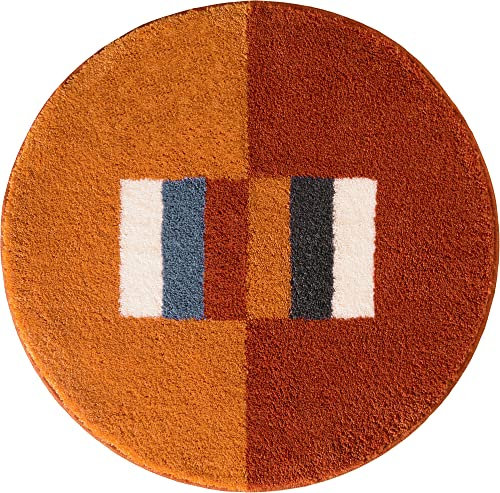 Erwin Müller Badematte Korfu, Badteppich rutschhemmend Terra Größe rund: 90 cm Ø - für Fußbodenheizung geeignet, flauschig weich (weitere Farben, Größen)