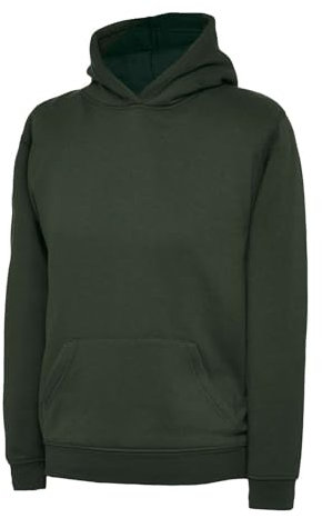 Mischief Ages 1-15 Boys Girls Plain Fleece Hoodie Unisex Childrens Hooded Sweatshirt Pullover Hoody 30+ Colours Bottle Green
