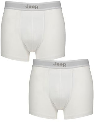 Jeep Men's Cotton Plain Fitted Key Hole Trunk Boxer Shorts - White L